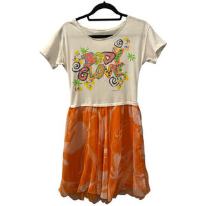 Body Glove Vintage 80's 90's T-Shirt Dress Women's Size Small Costume Orange